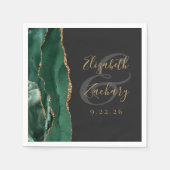Agate Geode Script Smaragdgroen Goud Donkere Bruil Servet (Voorkant)