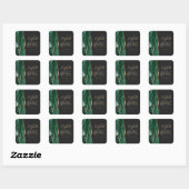 Agate Geode Script Smaragdgroen Goud Donkere Bruil Vierkante Sticker (Vel)