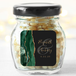 Agate Geode Script Smaragdgroen Goud Donkere Bruil Vierkante Sticker