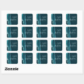 Agate Geode Script Teal Blau Zilveren Bruiloft Vierkante Sticker (Vel)