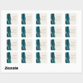 Agate Geode Script Teal Goud Ivoor Trouw Vierkante Sticker (Vel)