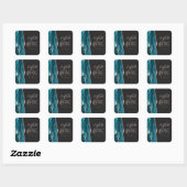 Agate Geode Script Teal Roze Goud Donkere Bruiloft Vierkante Sticker (Vel)
