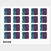 Agate Geode Script Teal Zilver Paarse Trouw Vierkante Sticker (Vel)