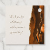 Agate Geode Script Verbrand Sinaasappel Goud Ivoor Bedankjes Labels (Achterkant)