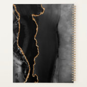 Agate Geode Script Zwart Goud Bourgondische bruilo Planner (Achterkant)