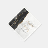 Agate Geode Script Zwarte Goud Marmer Huwelijk Servet (Hoek)