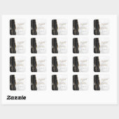 Agate Geode Script Zwarte Goud Marmer Huwelijk Vierkante Sticker (Vel)