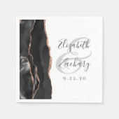 Agate Geode Script Zwarte Roos Gouden Bruiloft Servet (Voorkant)