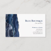 Agate Geode Sieraden Ontwerper Navyblauw Zilver Visitekaartje (Voorkant)