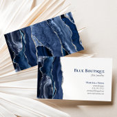 Agate Geode Sieraden Ontwerper Navyblauw Zilver Visitekaartje