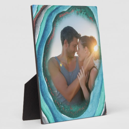 Agate Geode Turquoise Blue Green en Copper Photo Fotoplaat (Zijkant)