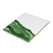 Agate Glamorous Emerald Green Silver Glitter Tegeltje (Zijkant)