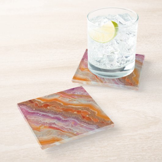 Agate glazen onderzetter (Schuin)