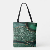 Agate Glitter Oceaan Bruid Gouden 3D Tekst Boodsch Tote Bag (Achterkant)