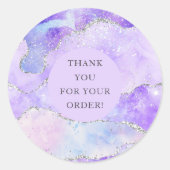 Agate Glitter Paars Bedankt Voor Uw Bestelling Ronde Sticker (Voorkant)