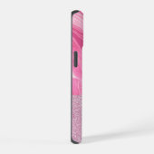 Agate Glitter Roze Roos Monogram iPhone 15 Case (Rechterkant)