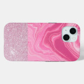 Agate Glitter Roze Rose Monogram Case-Mate iPhone Case (Achterkant (horizontaal))
