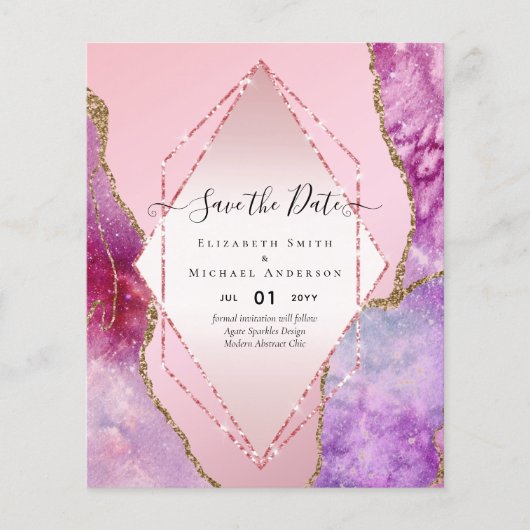 AGATE GLITTER Save the Dates Glamor BUDGET Flyer (Voorkant)
