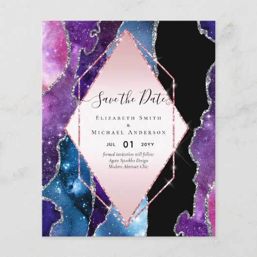 AGATE GLITTER Save the Dates Glamor BUDGET Flyer (Voorkant)