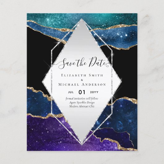 AGATE GLITTER Save The Dates Glamour BUDGET Flyer (Voorkant)