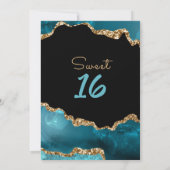 Agate Gold Blauwgroen Sweet 16 uitnodiging van afg (Achterkant)