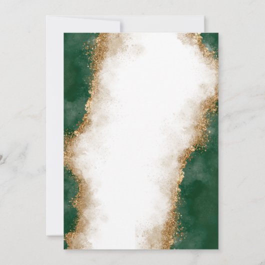 Agate Gold & Green Wedding Save the Date Kaart (Achterkant)