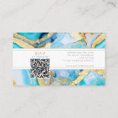 Agate Gold QR Code Uitnodigingsbehuizing voor brui Informatiekaartje (Achterkant)