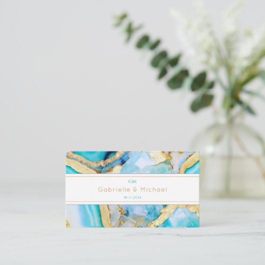 Agate Gold QR Code Uitnodigingsbehuizing voor brui Informatiekaartje (Staand voorkant)