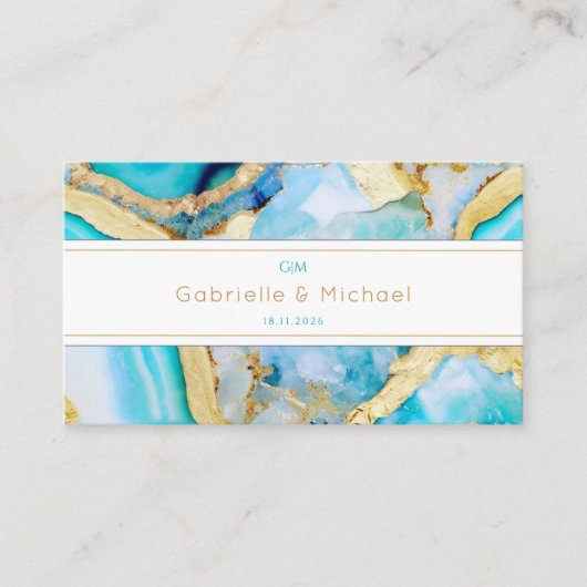 Agate Gold QR Code Uitnodigingsbehuizing voor brui Informatiekaartje (Voorkant)