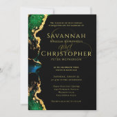 Agate Green Black Gold Etheral Wedding Invitation Kaart (Voorkant)