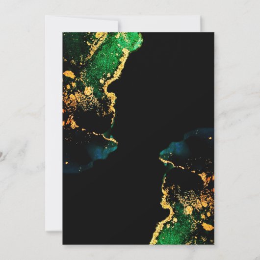 Agate Green Black Gold Etheral Wedding Invitation Kaart (Achterkant)