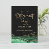 Agate Green Black Gold Retirement Party Kaart (Staand voorkant)
