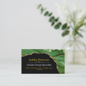Agate Green en Gold Faux Glitter Visitekaartje (Staand voorkant)