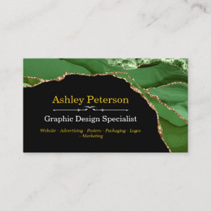 Agate Green en Gold Faux Glitter Visitekaartje