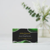Agate Green en Silver Faux Glitter Visitekaartje (Staand voorkant)