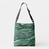 Agate Green Gold Glitter Custom Naam Crossbody Bag Crossbody Tas (Achterkant)