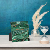 Agate Green Gold Glitter Geode Aangepaste naam Pla Fotoplaat (Insitu)