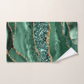 Agate Green Gold Glitter Geode Marble Custom Name Bad Handdoek (Handdoek)