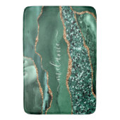 Agate Green Gold Glitter Geode Marble Custom Name Badmat (Voorkant Verticaal)