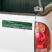 Agate Green Gold Glitter Geode Marble Custom Name Bumpersticker (Op Truck)