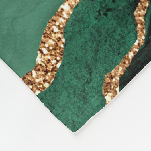 Agate Green Gold Glitter Geode Marble Custom Name Fleece Deken (Hoek)