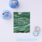 Agate Green Gold Glitter Geode Marble Custom Name Flyer (Enkel)