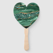 Agate Green Gold Glitter Geode Marble Custom Name Handwaaier (Achterkant)