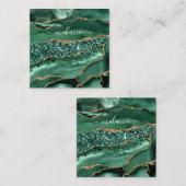 Agate Green Gold Glitter Geode Marble Custom Name Kortingskaartje (Voorkant / Achterkant)