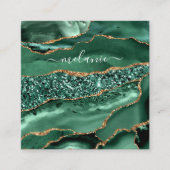 Agate Green Gold Glitter Geode Marble Custom Name Kortingskaartje (Voorkant)