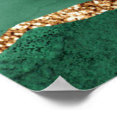 Agate Green Gold Glitter Geode Marble Custom Name Poster (Hoek)