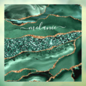 Agate Green Gold Glitter Geode Marble Custom Name Raamsticker (Vel 3)