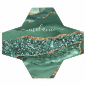 Agate Green Gold Glitter Geode Marble Custom Name Voetbal (Enkel)