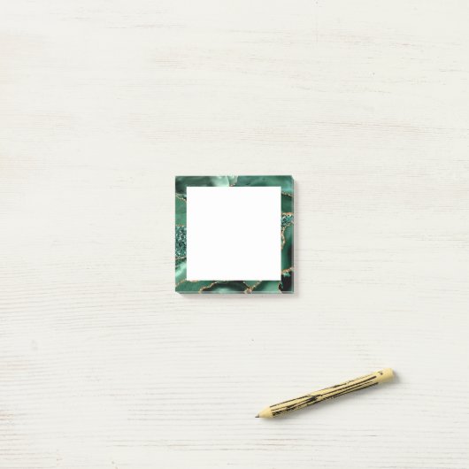 Agate Green Gold Glitter Geode Marble Gemstone Post-it® Notes (Op bureau)