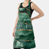 Agate Green Gold Glitter Geode Marble Jouw naam Schort (Insitu)